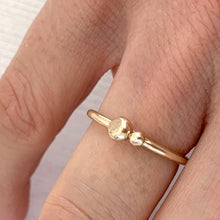 Load image into Gallery viewer, Molten Gold Stacking Ring with Two Solid Gold Beads with Diamonds
