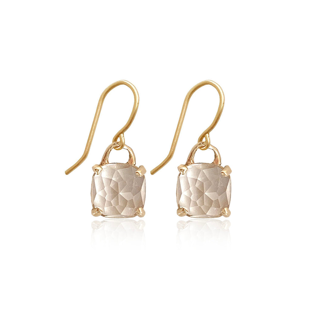 Special Listing for Deborah -  Drop earrings with square cushion cut white topaz with twig detail