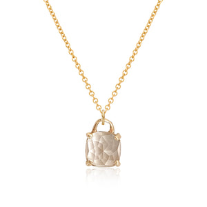 Gold necklace with square cushion cut white topaz