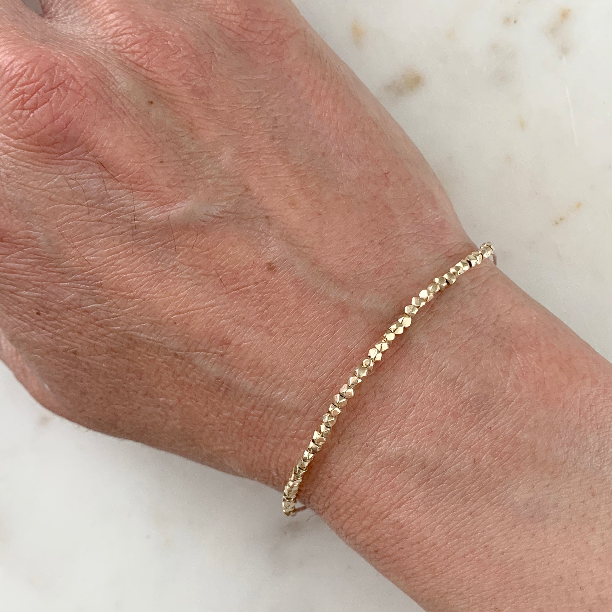 Nugget Bead Bracelet in 9 carat gold - full bracelet