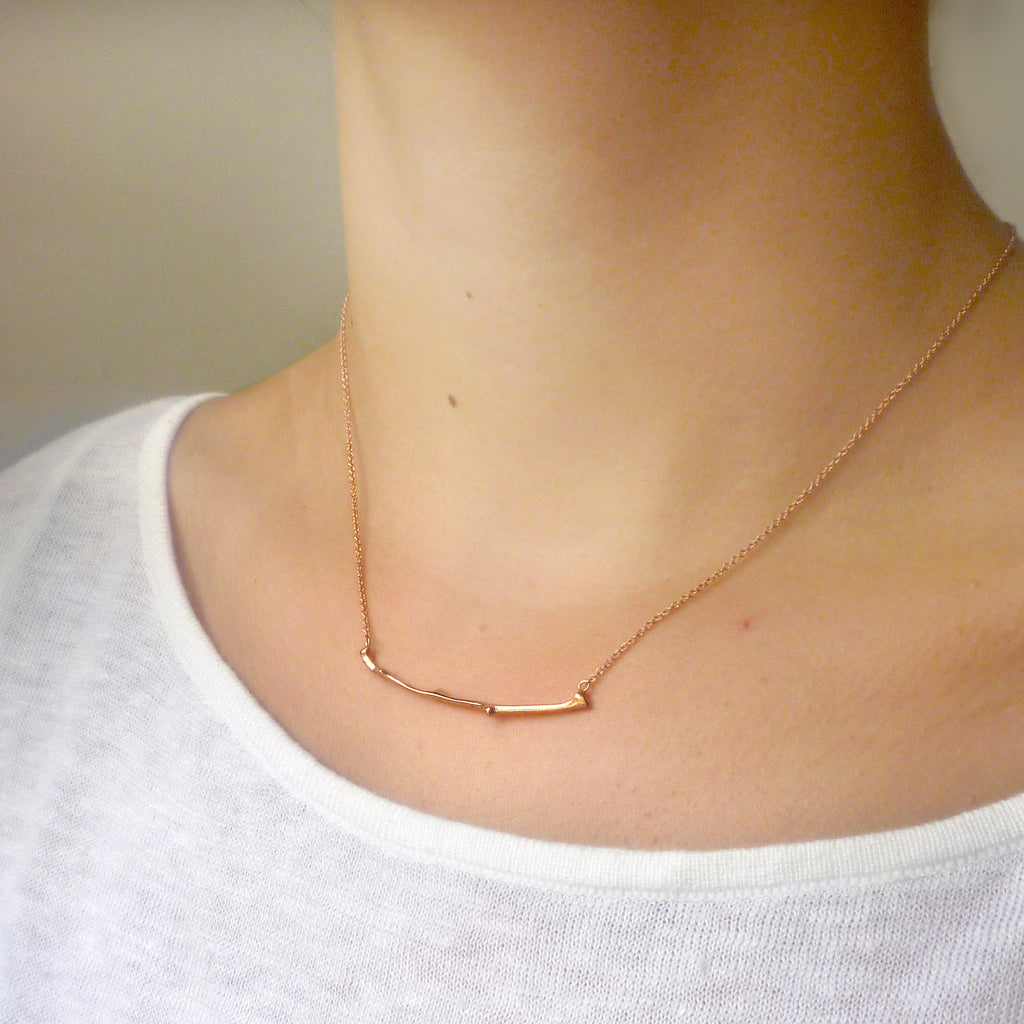 Twig Necklace - Oak Twig Curved Bar Necklace