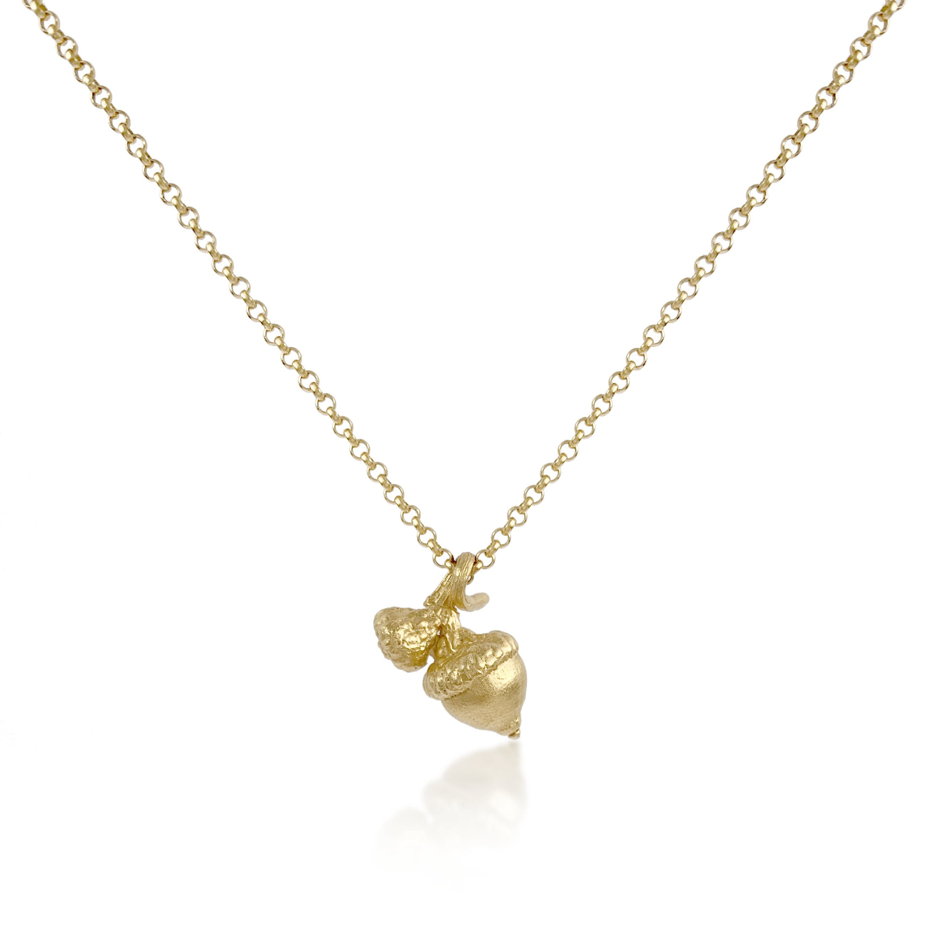 Oak Acorn Pendant Necklace in solid gold