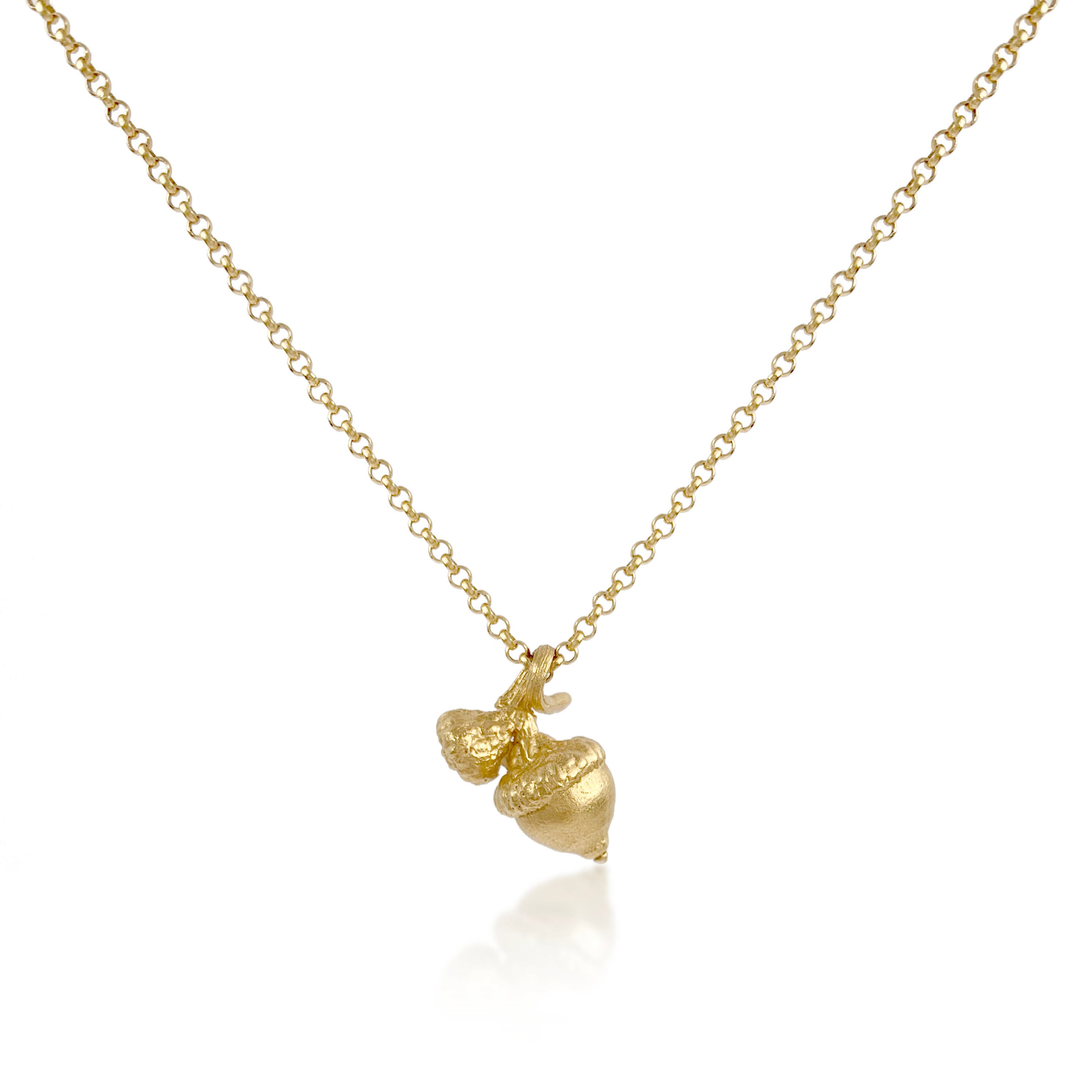 Oak Acorn Pendant Necklace in solid gold