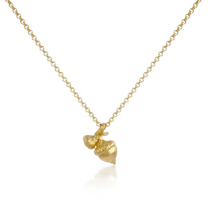 Oak Acorn Pendant Necklace in solid gold