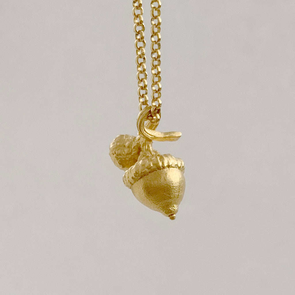 Oak Acorn Pendant Necklace in sterling silver or gold plated silver