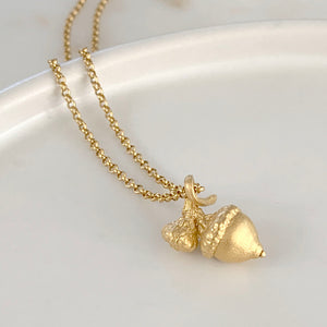 Oak Acorn Pendant Necklace in sterling silver or gold plated silver