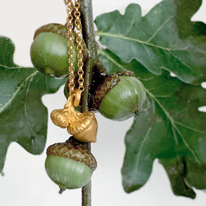 Oak Acorn Pendant Necklace in sterling silver or gold plated silver