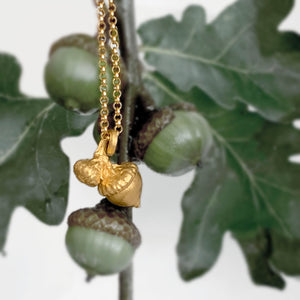 Oak Acorn Pendant Necklace in solid gold