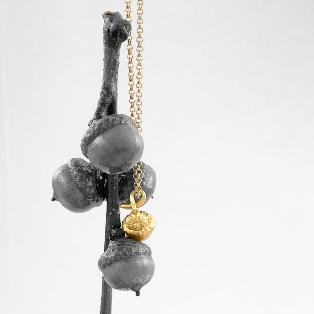 Oak Acorn Pendant Necklace in sterling silver or gold plated silver