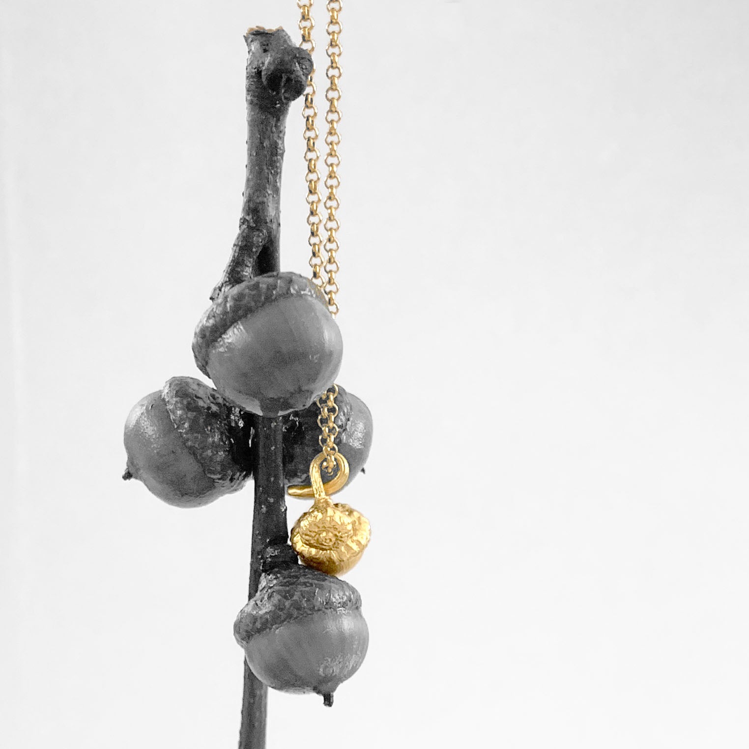 Oak Acorn Pendant Necklace in sterling silver or gold plated silver