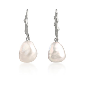 Baroque Pearl Drop Earrings with Sterling Silver Twig Ear Hooks