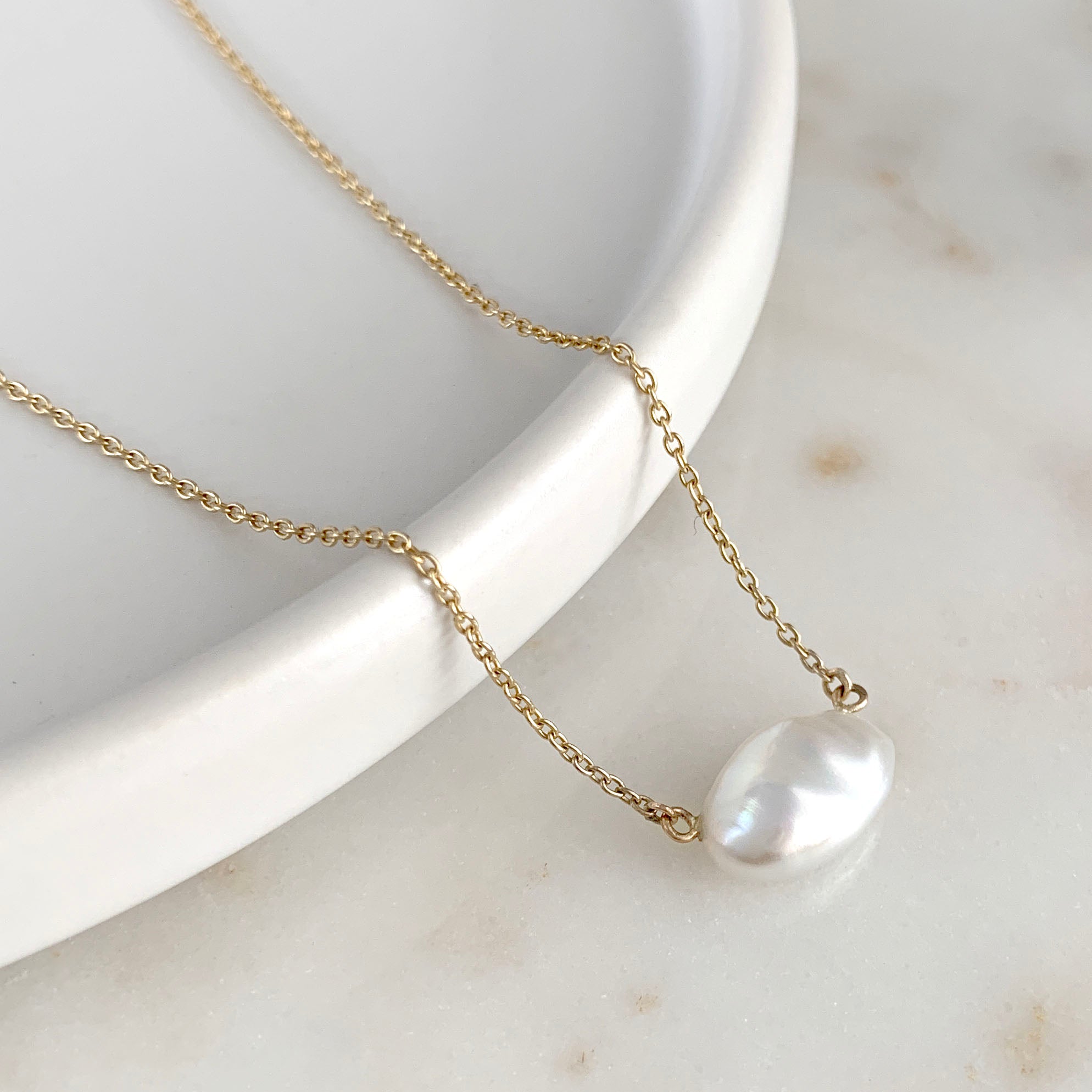 Baroque Pearl Necklace on Yellow Gold Chain