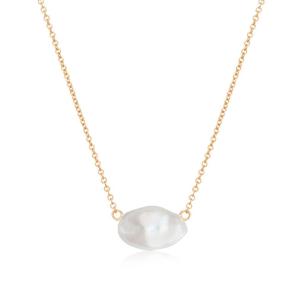 Baroque Pearl Necklace on Yellow Gold Chain