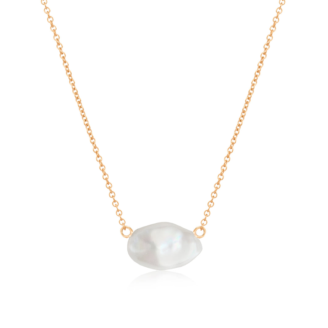 Baroque Pearl Necklace on Yellow Gold Chain