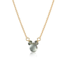 Load image into Gallery viewer, Sapphire Smooth Briolette 3-Stone Drop Necklace with Gold Chain
