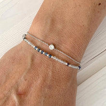 Load image into Gallery viewer, Blue Sapphire, Labradorite and Iolite Stretch Bracelet with Sterling Silver Beads
