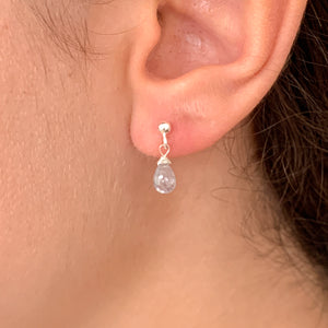 Sapphire Smooth Briolette Stud Earrings