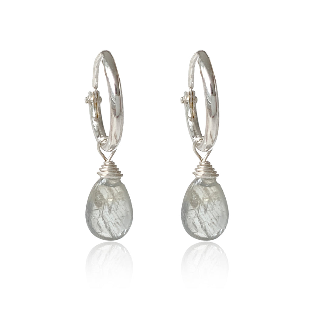 Sapphire Smooth Briolette Hoop Earrings