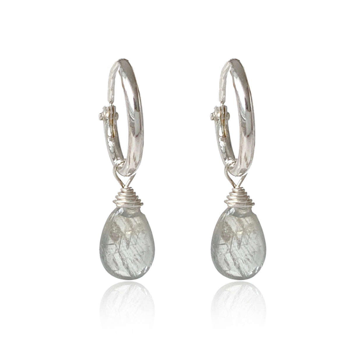 Sapphire Smooth Briolette Hoop Earrings