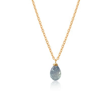 Load image into Gallery viewer, Sapphire Smooth Briolette Drop Necklace with Gold Chain
