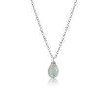 Load image into Gallery viewer, Sapphire Smooth Briolette Drop Necklace with Silver Chain
