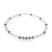 Load image into Gallery viewer, Blue Sapphire, Labradorite and Iolite Stretch Bracelet with Sterling Silver Beads
