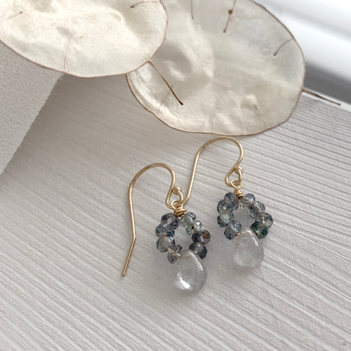 Sapphire Earrings Teal Blue Songea Sapphires and Silver Grey Sapphire Drops