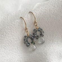 Load image into Gallery viewer, Sapphire Earrings Teal Blue Songea Sapphires and Silver Grey Sapphire Drops
