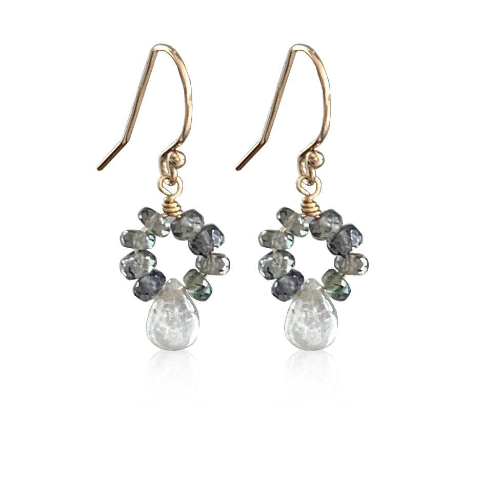 Sapphire Earrings Teal Blue Songea Sapphires and Silver Grey Sapphire Drops