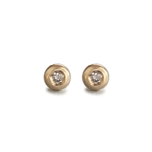 Molten Gold Tiny Stud Earrings with Diamonds