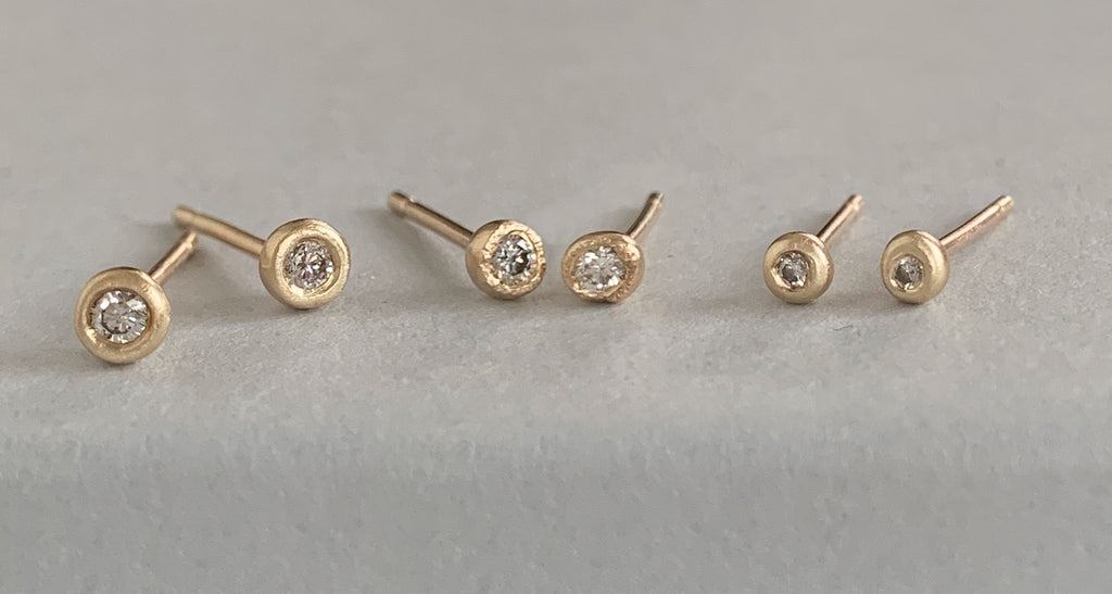 Molten Gold Diamond Mini Stud Earrings