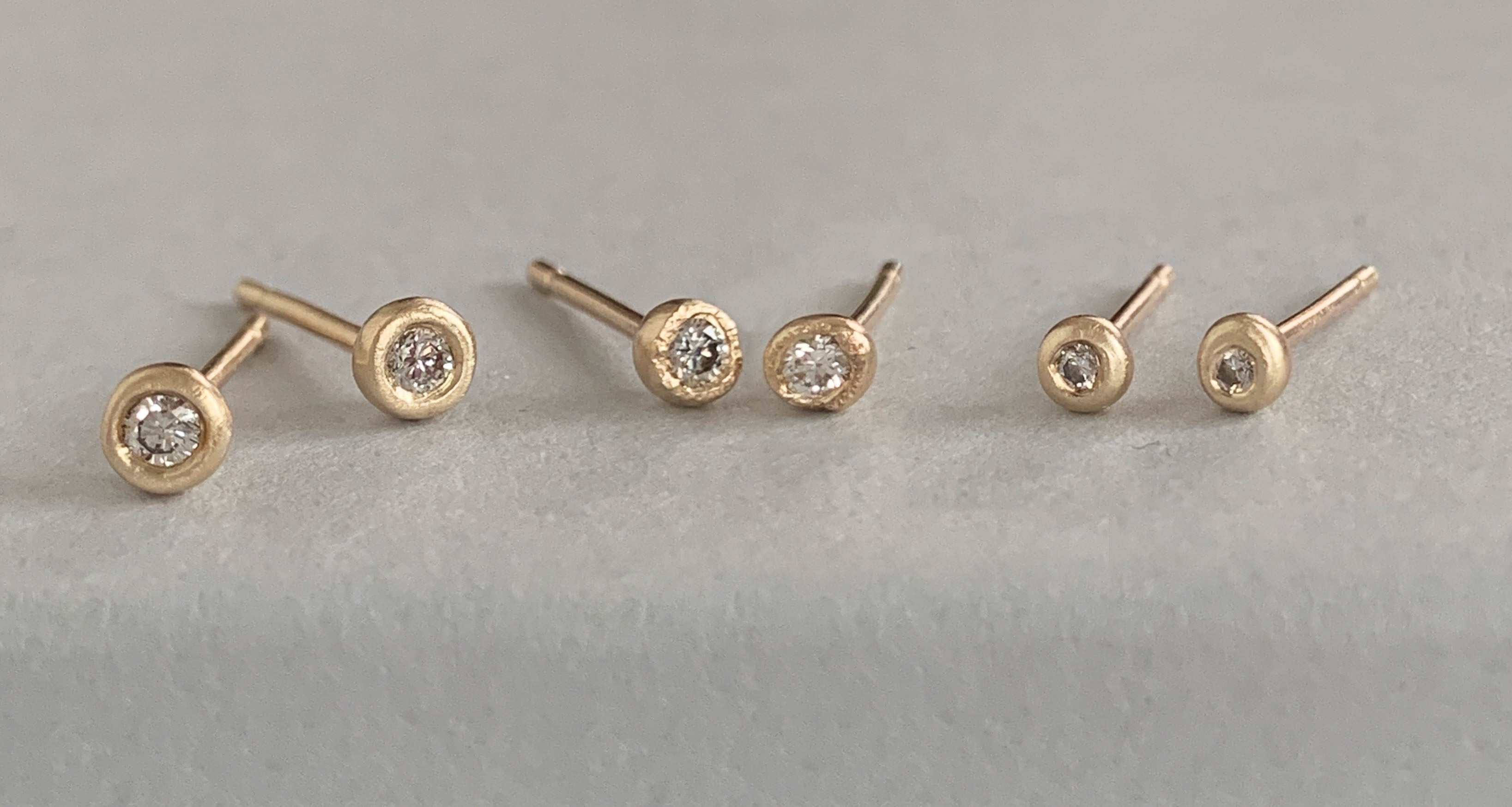 Molten Gold Diamond Mini Stud Earrings