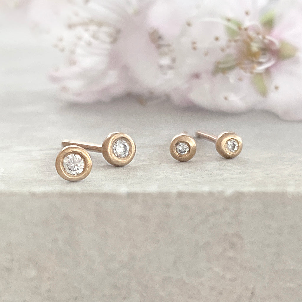 Molten Gold Diamond Mini Stud Earrings