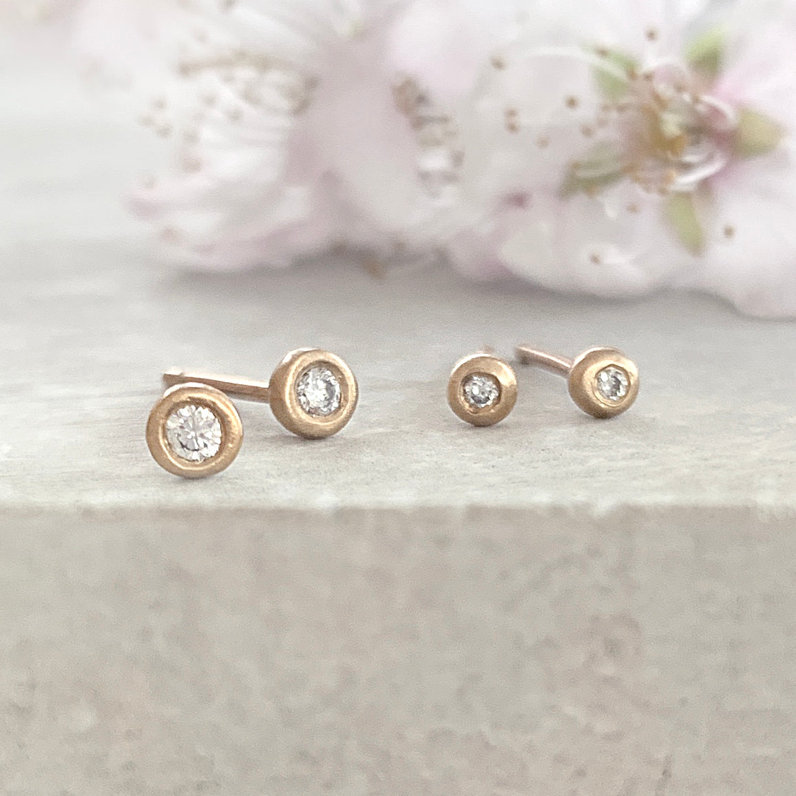 Molten Gold Diamond Mini Stud Earrings