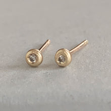 Load image into Gallery viewer, Molten Gold Tiny Stud Earrings with Diamonds
