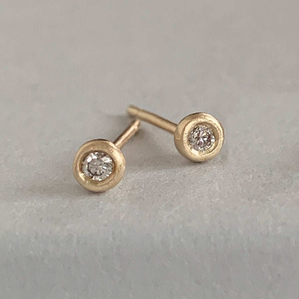Molten Gold Diamond Mini Stud Earrings