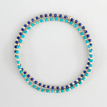 Load image into Gallery viewer, Dainty Stretch Bracelet with lapis lazuli and metallic glass beads
