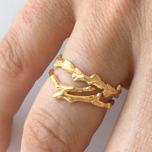 Load image into Gallery viewer, Conifer Leaf Engagement Ring in 9 carat Gold with Marquise Cut Sapphire
