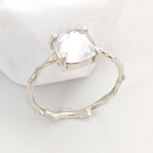 Load image into Gallery viewer, Twig Engagement Ring Twig Ring in 9 carat gold with Cushion Cut White Topaz
