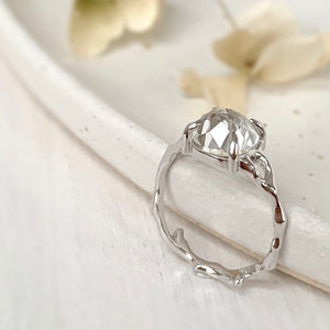 Twig Ring with White Topaz in 14 carat Gold