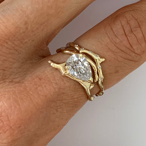 Twig Engagement Ring in 18 Carat Gold and Pear Cut Diamond
