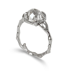 Twig Ring with White Topaz in 14 carat Gold
