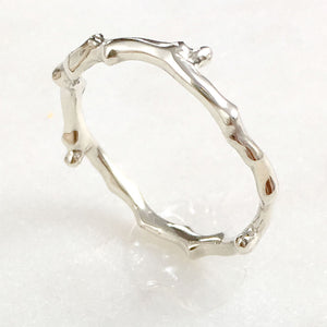Twig Band Stacking Ring or Wedding Ring in silver or gold plated silver