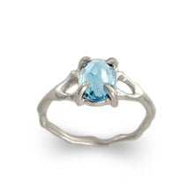Load image into Gallery viewer, Twig Ring with London Blue Topaz Oval Cabochon in 14 carat Gold
