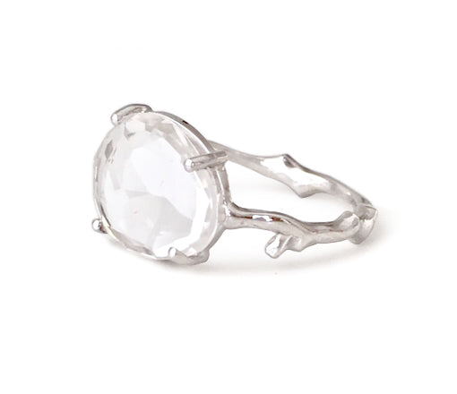 Twig Engagement Ring in 9 carat gold with Rose Cut White Topaz