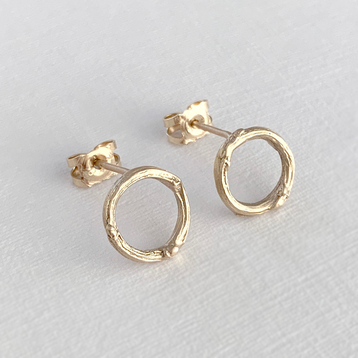 Willow Twig Circle Stud Earrings in Silver or Gold Plated Silver