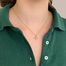 Load image into Gallery viewer, Willow Twig Necklace with Circle Charm with wood texture and bud drop
