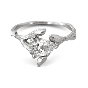 Willow Twig Engagement Ring in 18 carat Gold with Pear Cut Lab Grown Diamond