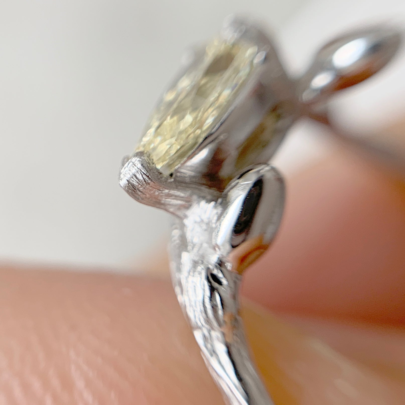Twig Ring with Yellow Pear Diamond