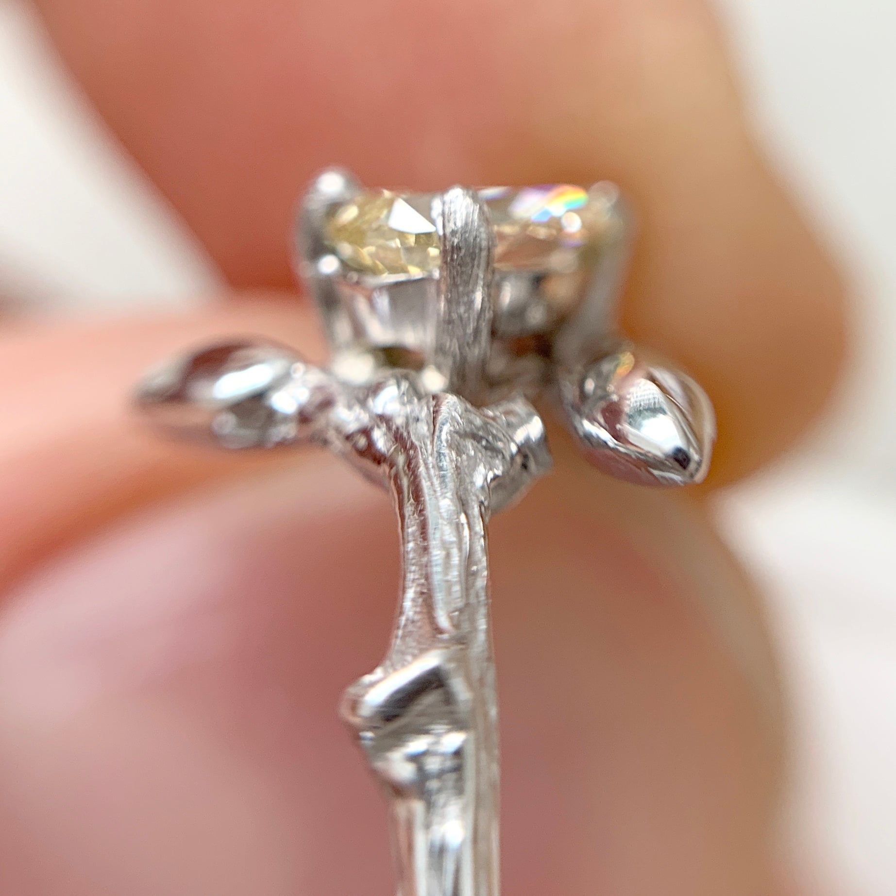 Twig Ring with Yellow Pear Diamond